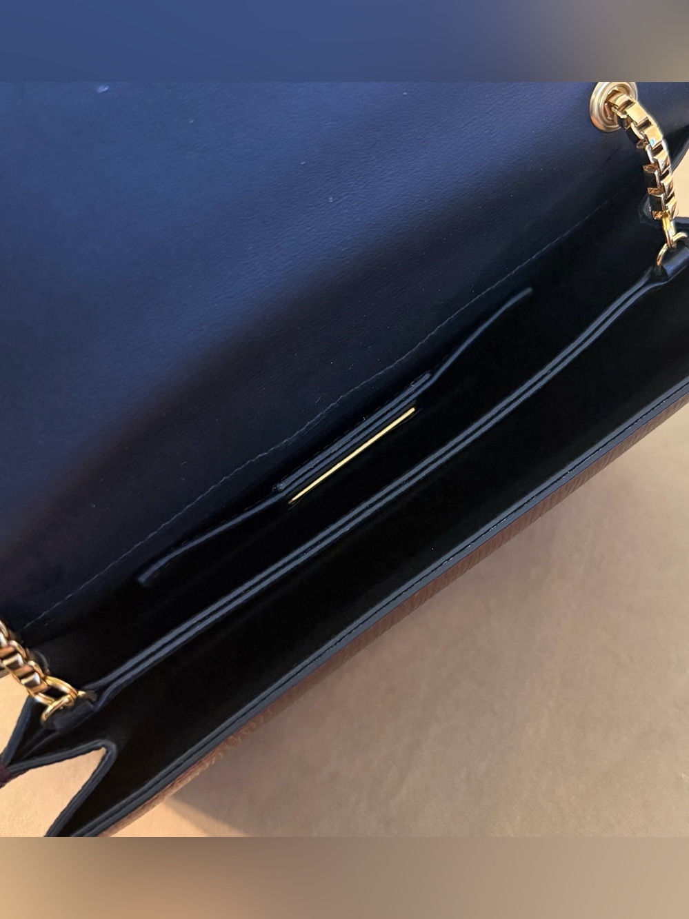 Elegant Metallic Burgundy Thalia Shoulder Bag with Gold Accent 8x6x2 - Picture 7 of 11